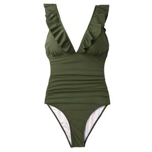 Cupshe Olive Green Ruffled One Piece Swimsuit Resortwear Beach